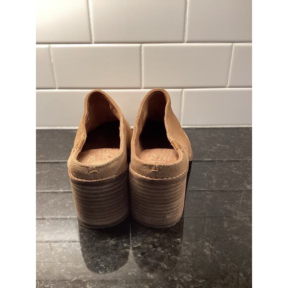 Toms Women's Leila Suede Leather Slip on Block Heel Mules Comfy Tan Size W8.5 - Picture 5 of 11